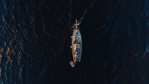 aerial view of white ship